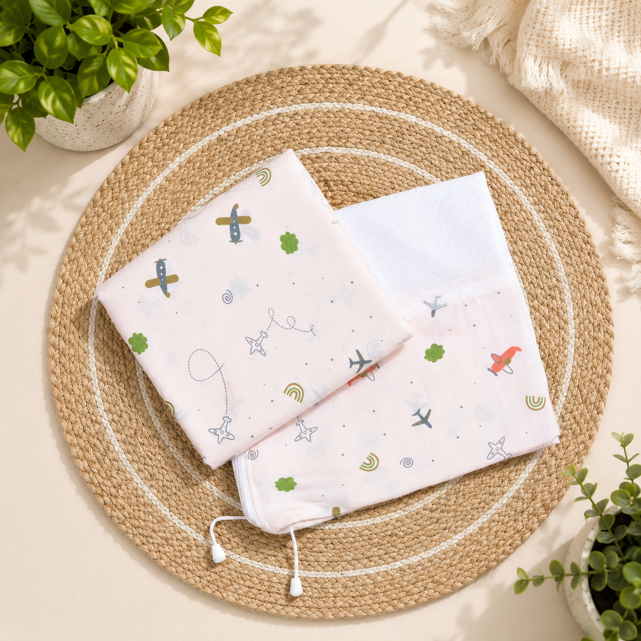 Organic Cotton Thottil/Jhula/Jhoola Cloth Cradle for 0-2 Years, Cradle for Baby with Musquito Net - Zip Type, Hanging Cradle - 3.6 Meters-Airplane code:NBE